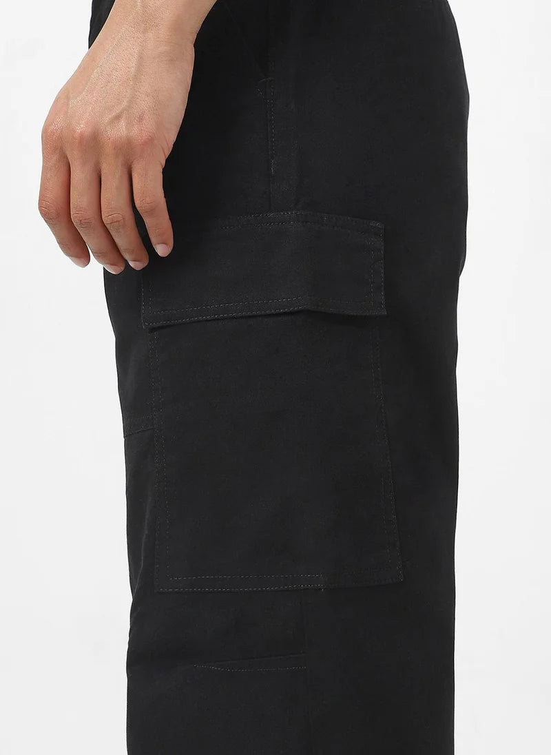 Pantalon cargo chino noir ample pour homme Urbano Fashion, coupe baggy, 6 poches, non extensible
