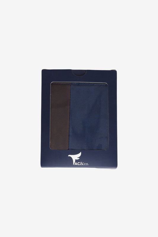 Portefeuille homme AC&Co / Altınyıldız Classics bleu marine-marron avec coffret cadeau et compartiments pour cartes