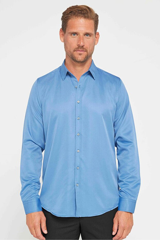 Chemise noire pour homme Tudors, coupe ajustée, manches longues, repassage facile, tissu respirant absorbant la transpiration, à nouer, adaptée à toutes les saisons