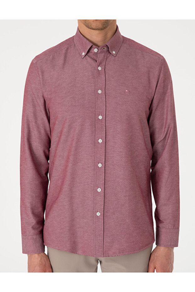 Chemise Pierre Cardin kaki Oxford coupe slim, repassage facile 50306996-VR027