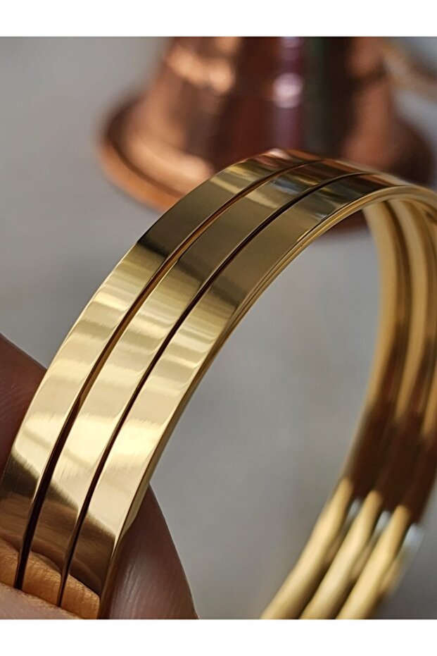 Bracelet Ajda épais Vitastyle couleur or, ensemble de 3 pièces