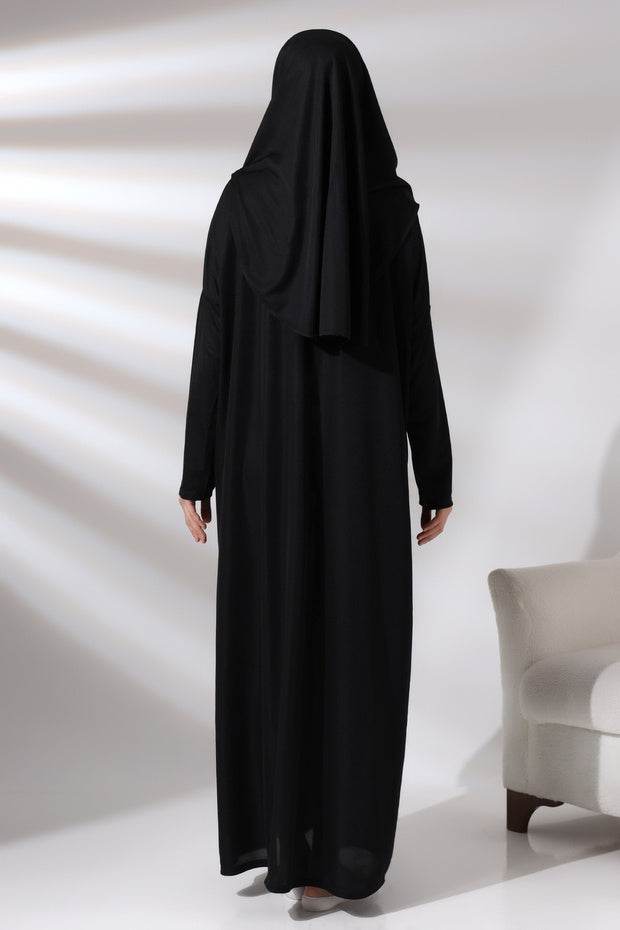 Robe de prière une pièce pour femme Ikhwan avec sac, noire