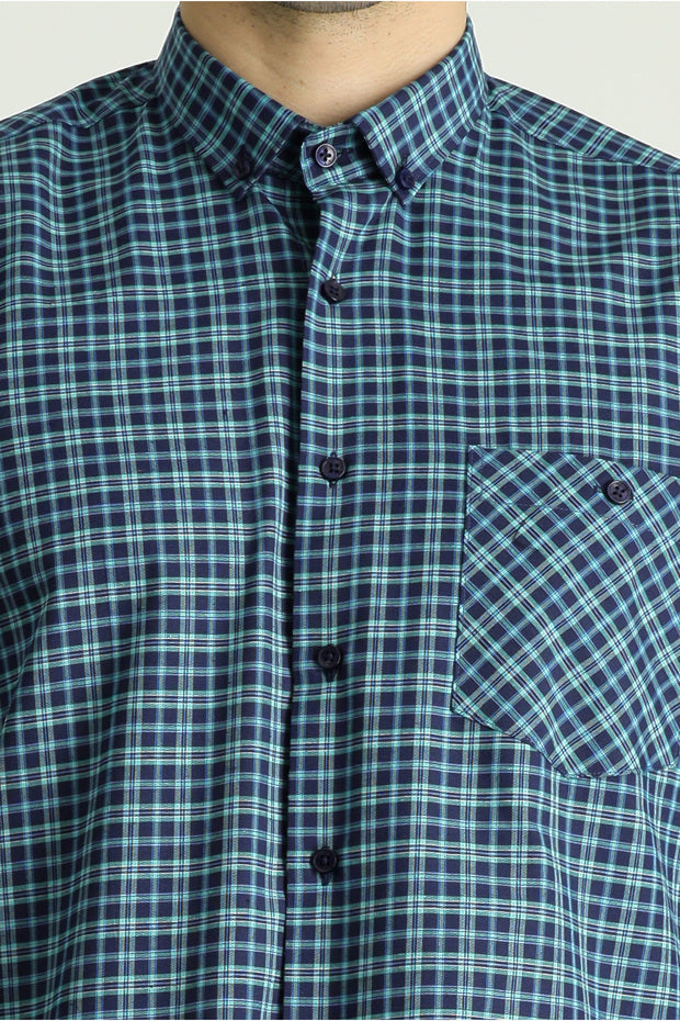 Chemise Kiğılı à manches longues, coupe classique, à carreaux, en coton, facile à repasser et col boutonné