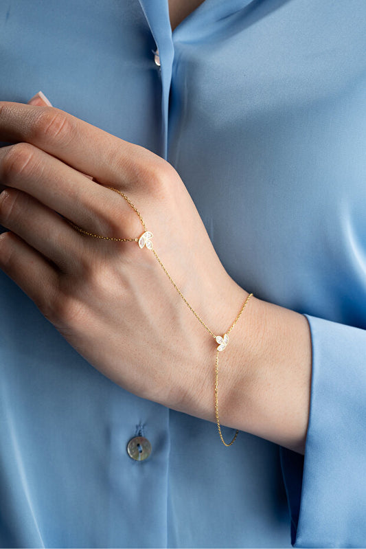 Bracelet Shahmaran NEREZE en argent sterling 925 plaqué or, motif fleur de lotus