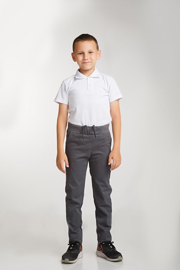 Pantalon d'école en toile à taille côtelée General Brands (IL EST RECOMMANDÉ DE COMMANDER UNE TAILLE AU-DESSUS)