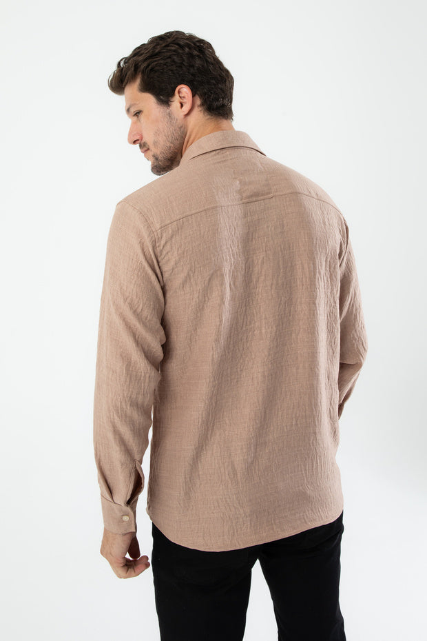 Chemise oversize en lin texturé gris fumé pour homme YXC Trend Maker