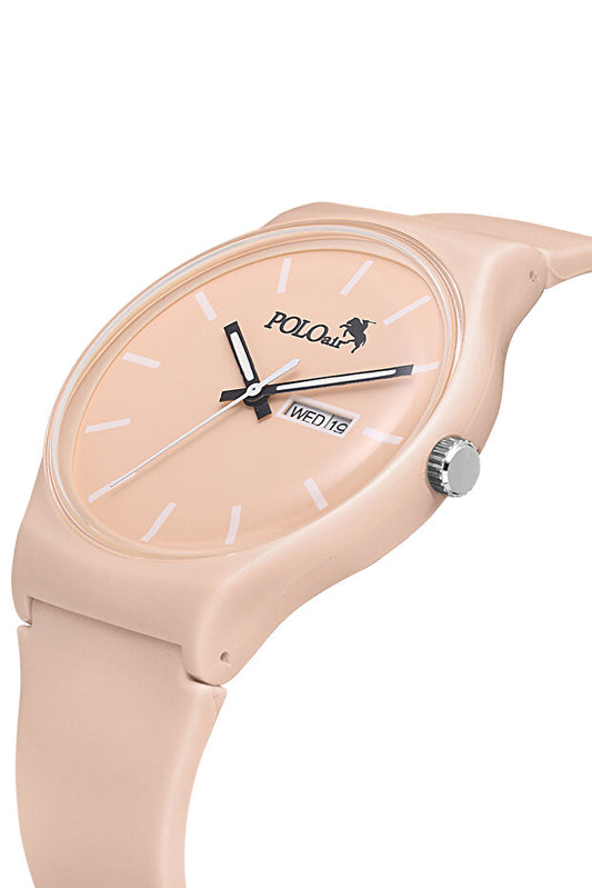 Montre-bracelet unisexe Polo Air Sport avec bracelet en silicone, calendrier jour/mois, couleur beige PL-1555B11X
