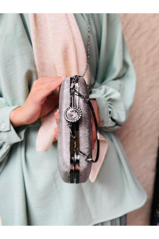 Sac de soirée à bandoulière longue avec détail chaîne dorée pour femme (convient pour ranger un téléphone)