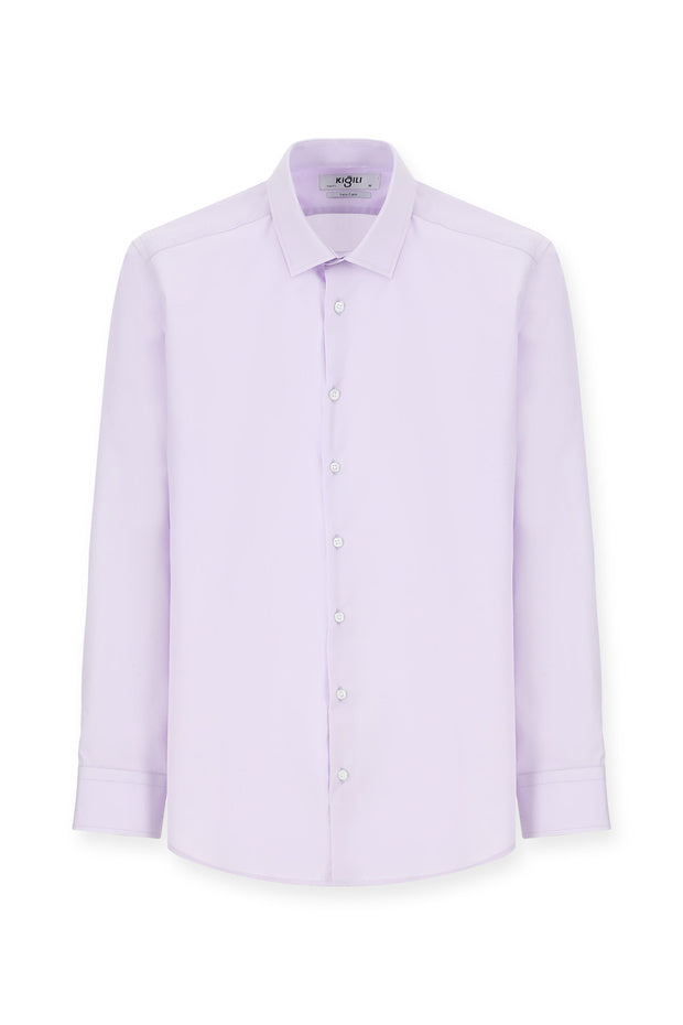 Chemise classique en coton à manches longues et coupe ajustée