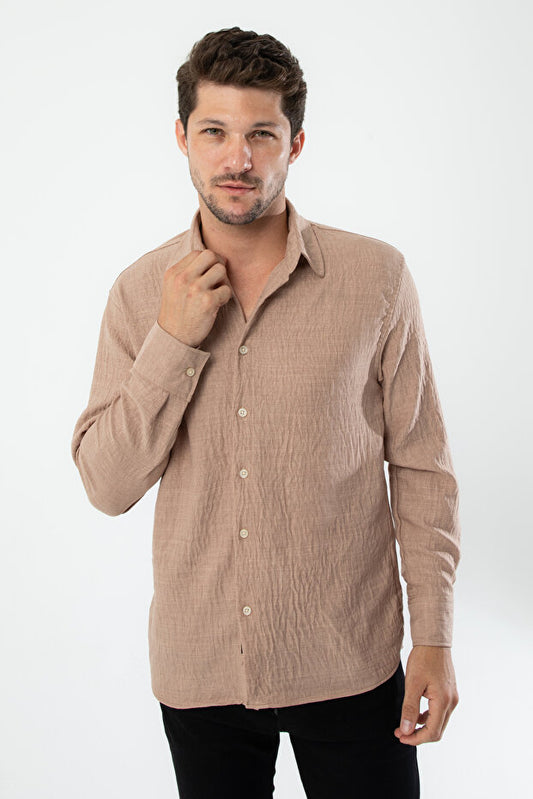 Chemise oversize en lin texturé gris fumé pour homme YXC Trend Maker