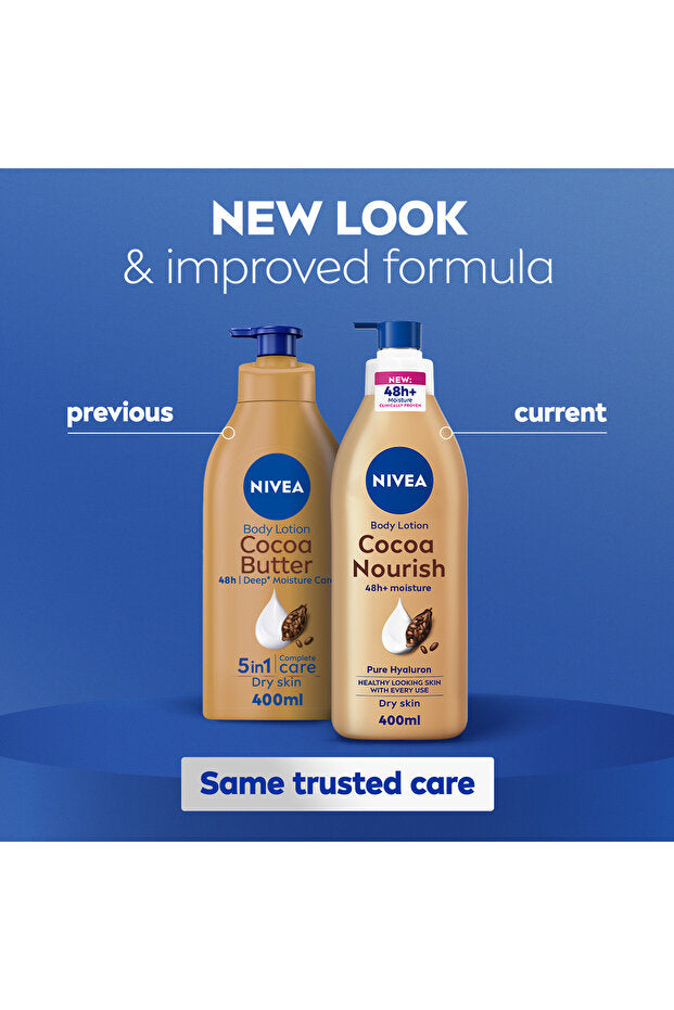 Lait corporel NIVEA au beurre de cacao, vitamine E, pour peaux sèches, 400 ml