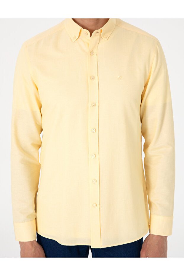 Chemise Pierre Cardin kaki Oxford coupe slim, repassage facile 50306996-VR027