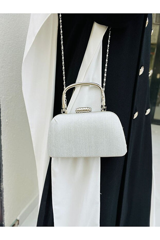 Sac de soirée à bandoulière longue avec détail chaîne dorée pour femme (convient pour ranger un téléphone)