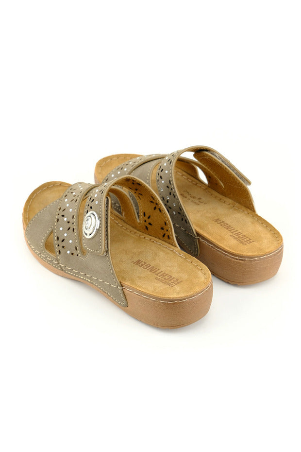 Chaussures d'été pour femmes Gezer Feichtingen avec semelle intérieure en cuir véritable, fermeture Velcro unique, réglables, semelle confortable, pour un usage quotidien.