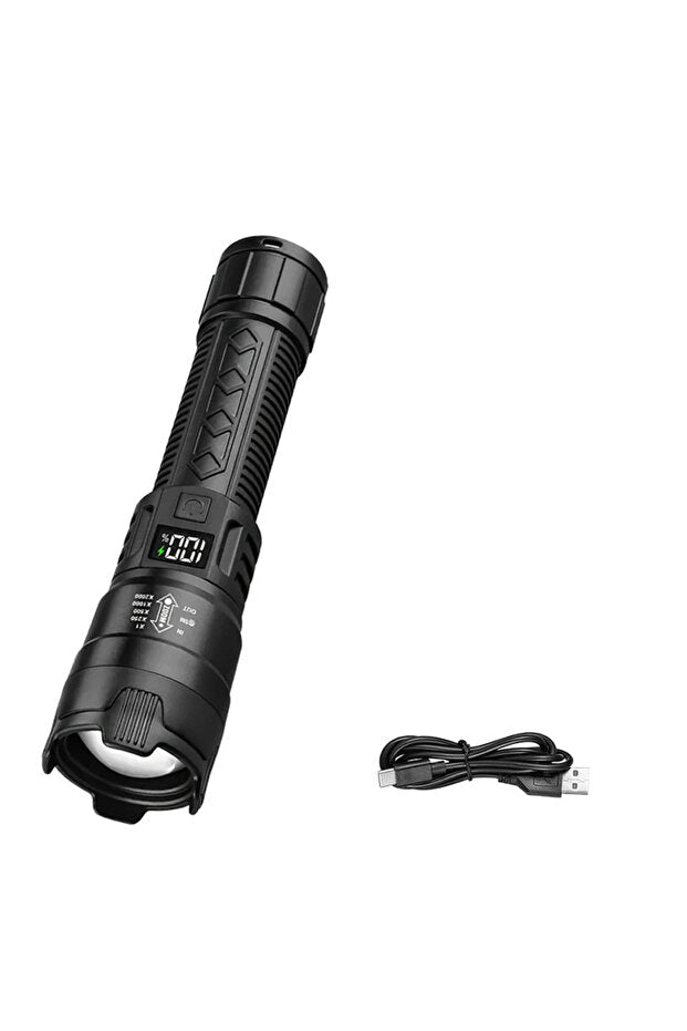 Lampe torche tactique à LED haute puissance Choice P50 300 000 lm avec affichage lumineux et chargement USB pour le camping