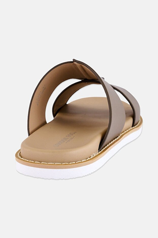 London Fog Men Slip On Arabic Sandals, Khaki