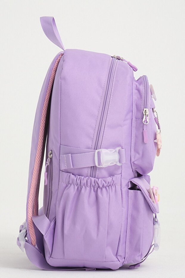 Sac à dos scolaire Roxbros Kawaii style coréen avec accessoires pour filles et garçons, lilas