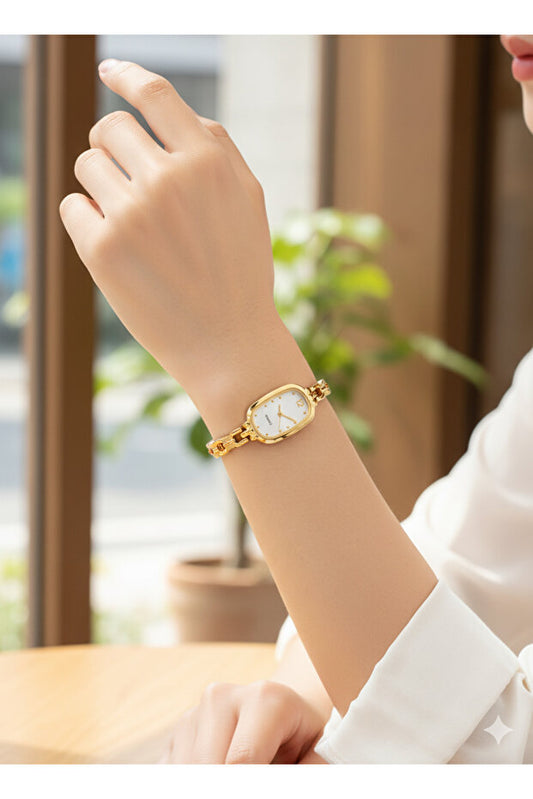 Montre femme ZODIBA minimaliste et élégante de forme ovale, en acier inoxydable, étanche