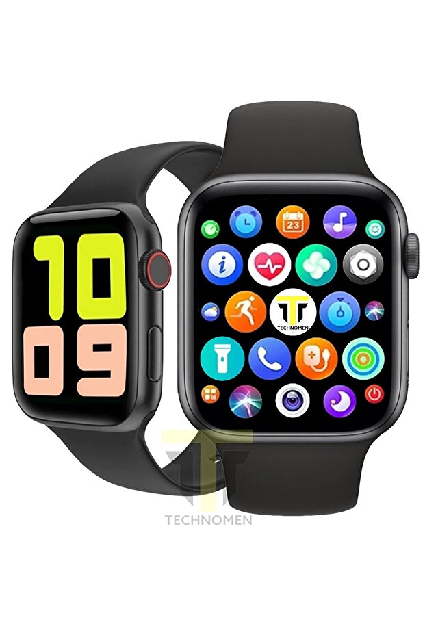 Montre connectée TECHNOMEN avec menu turc, moniteur de fréquence cardiaque et de pression artérielle, fonction d'appel, compatible iOS et Android, double bouton