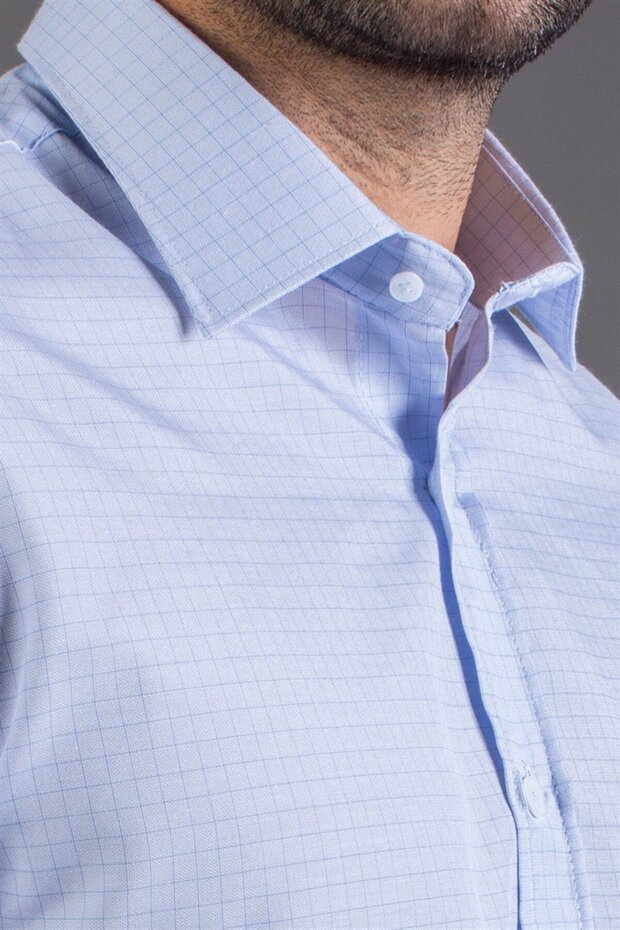 Chemise rayée bleue à manches longues en coton, coupe classique, facile à repasser, pour homme, Tudors