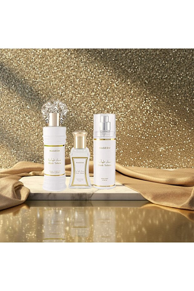Coffret cadeau Naseem Musk Tahara - Coffret 3 pièces pour hommes et femmes (parfum, roll-on et brume corporelle)