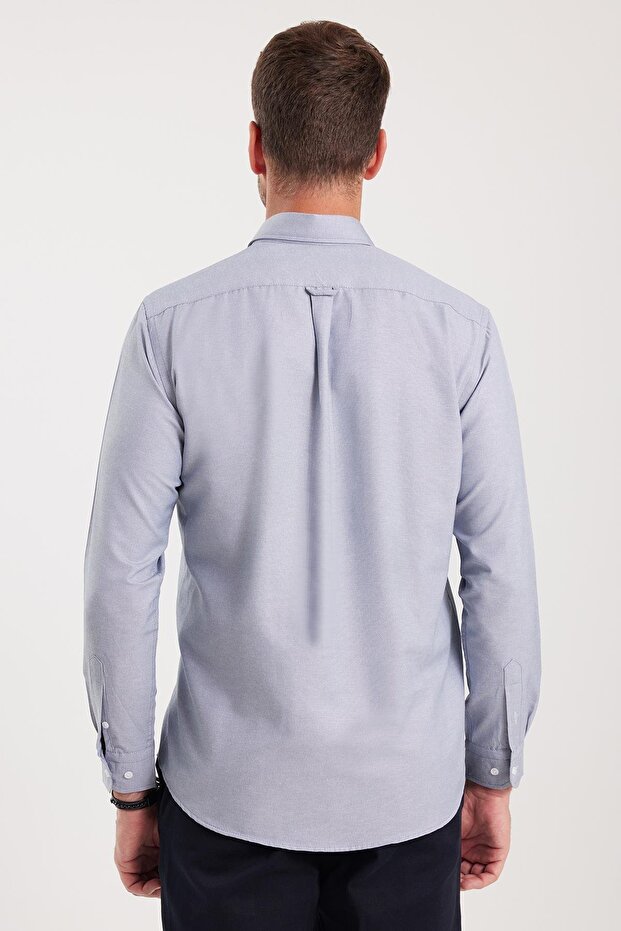 Chemise Tudors pour homme, coupe classique, col boutonné, poche brodée, coupe régulière, tissu Oxford, col boutonné