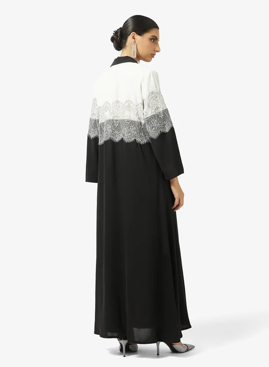 Abaya with Lace Trim