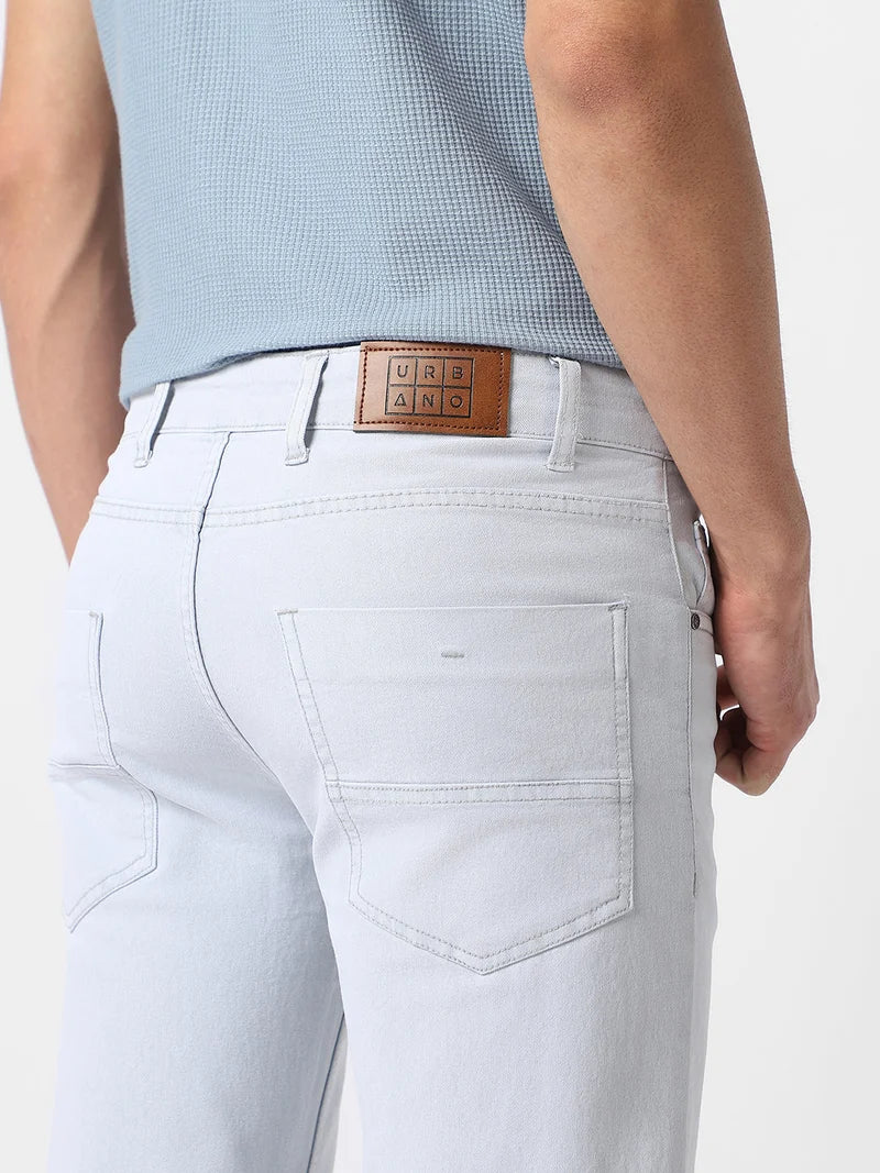 Jean extensible gris clair pour homme Urbano Fashion, coupe classique, délavé