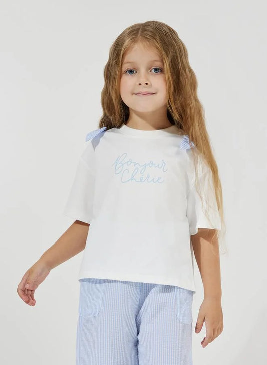 Ensemble T-shirt oversize à imprimé slogan et pantalon rayé
