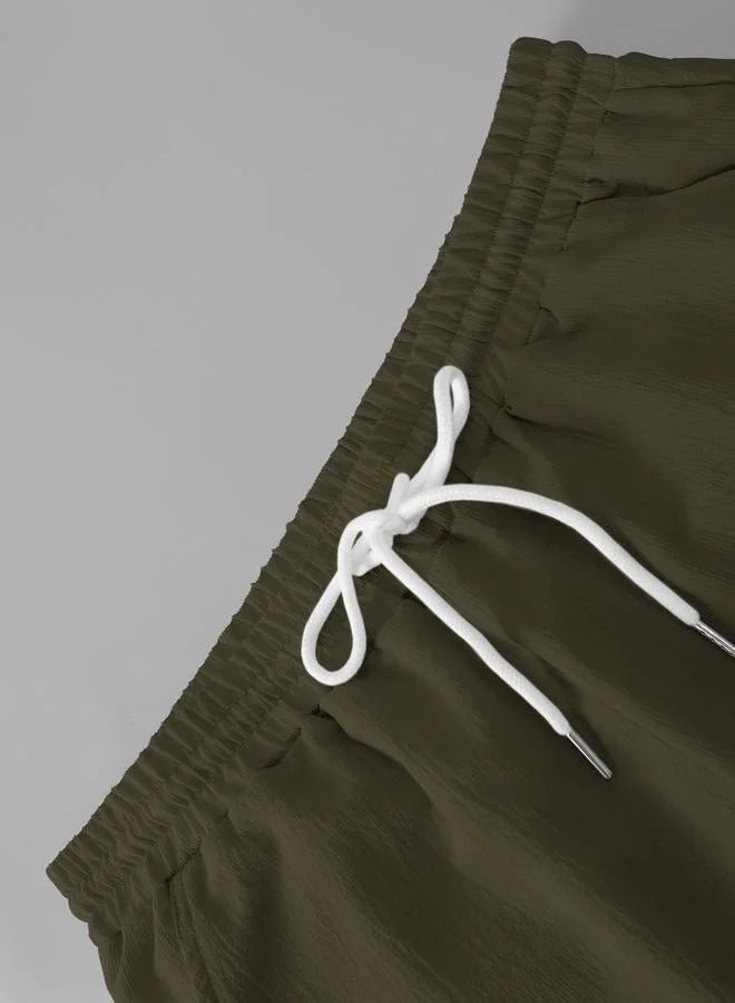 Ensemble chemise et pantalon kaki texturé pour homme