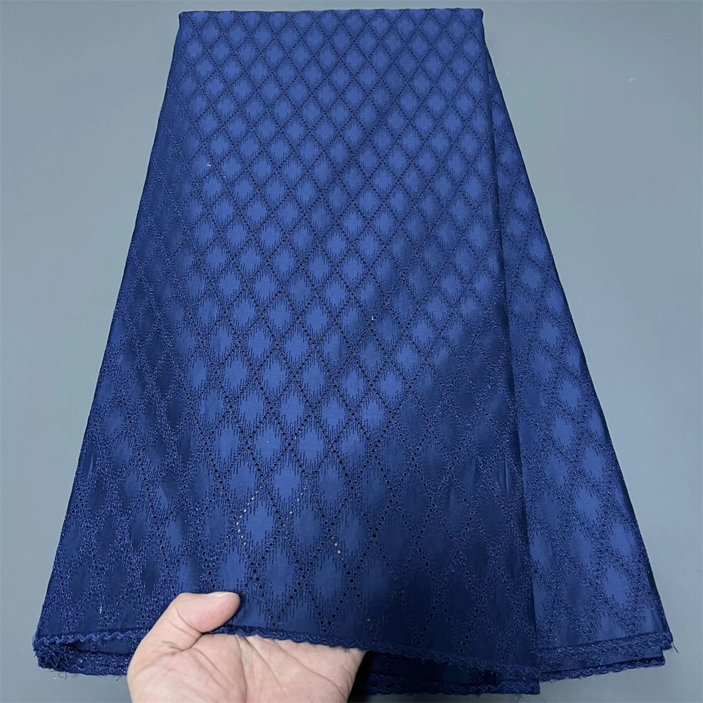 Tissu africain nigérian en dentelle et Tulle, couture pour robe, vernis damassé de haute qualité, luxe, coton pur, broderie, 5 mètres