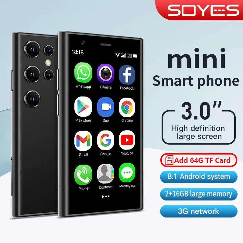 SOYES S23 Pro Mini Smartphones Android 8.1 double SIM 3.0 ''HD 1000mAh batterie WIFI Bluetooth 3G petit téléphone portable