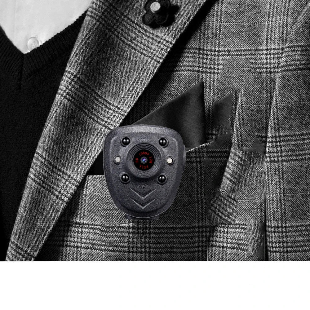 Caméra corporelle HD 1080P de type police, caméra vidéo portée au revers (lavalier) avec DVR, vision nocturne infrarouge, lumière LED visible, enregistreur vidéo numérique mini DV avec enregistrement vocal, mémoire 16 Go / 32 Go.
