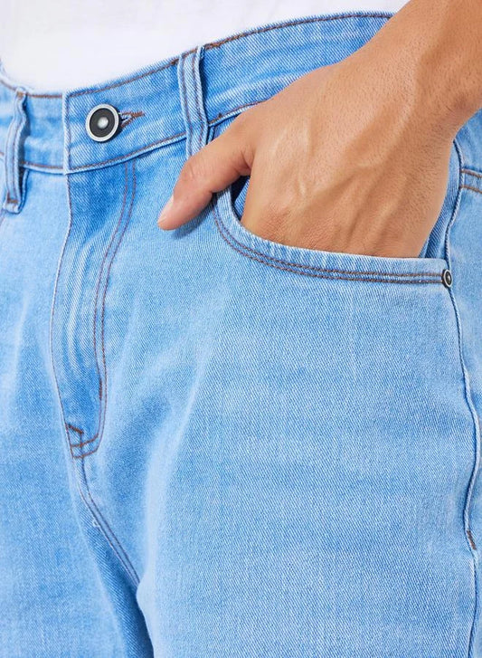Jean bleu clair délavé pour homme, coupe classique