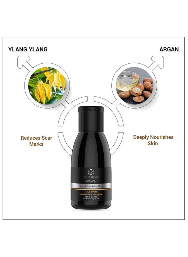 Coffret de soins visage au charbon The Man Company avec masque peel-off, nettoyant et gommage visage | Nourrit la peau, élimine le bronzage, illumine le teint - Coffret cadeau 3 pièces