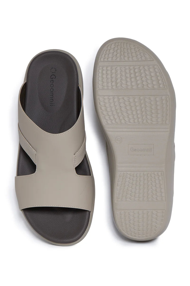 Geoomnii Men’s Arabic Sandals – Comfortable Casual Leather Slide Sandals for Everyday Wear