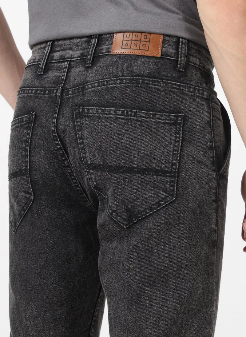 Jean slim noir délavé extensible pour homme Urbano Fashion