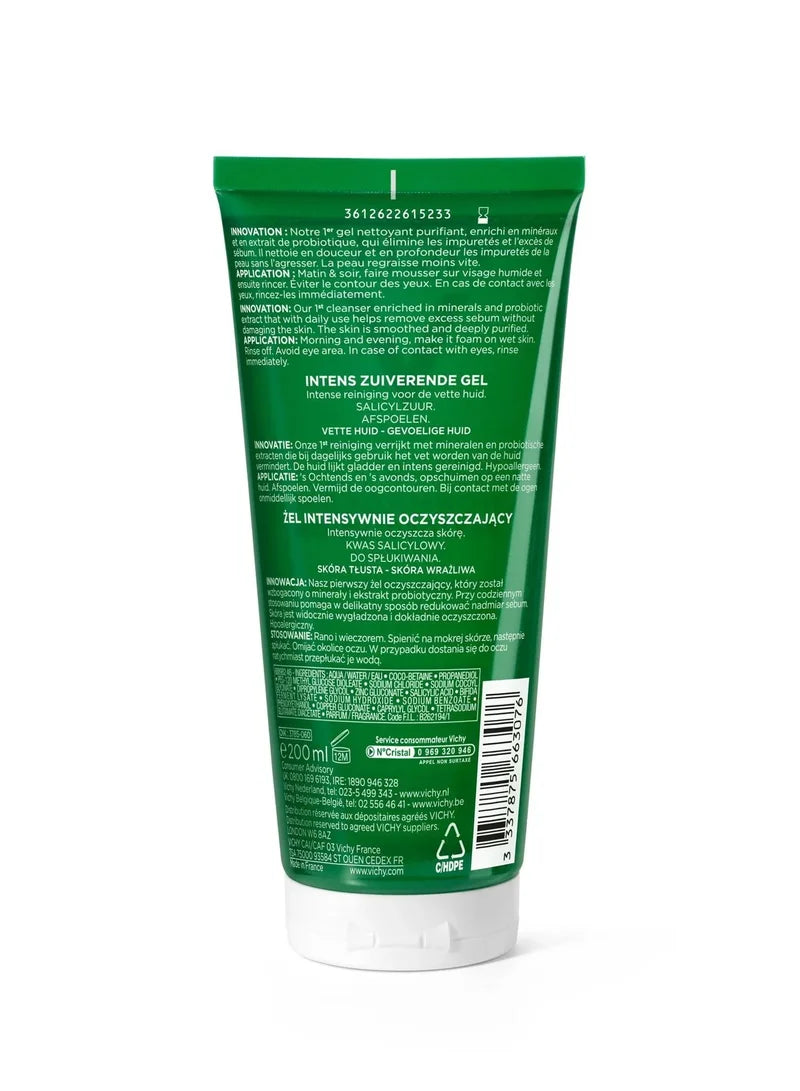 Gel nettoyant visage Vichy Normaderm Phytosolution pour peaux grasses/acnéiques à l'acide salicylique 200 ml