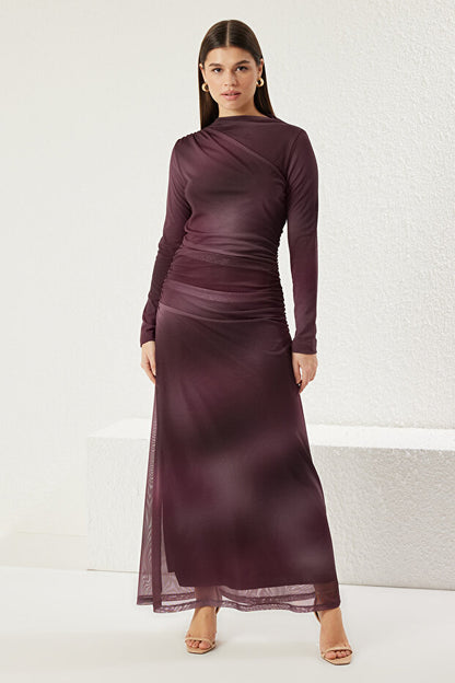 Trendyol Modest Purple Gradient Knitted Dress Tctss25Eb00043