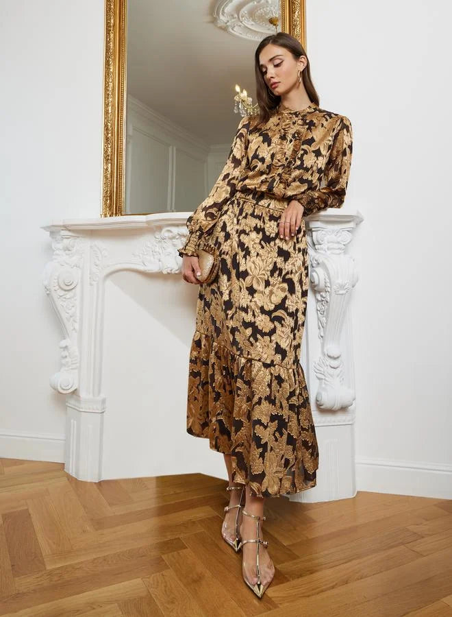 Ensemble jupe et haut jacquard pour femme