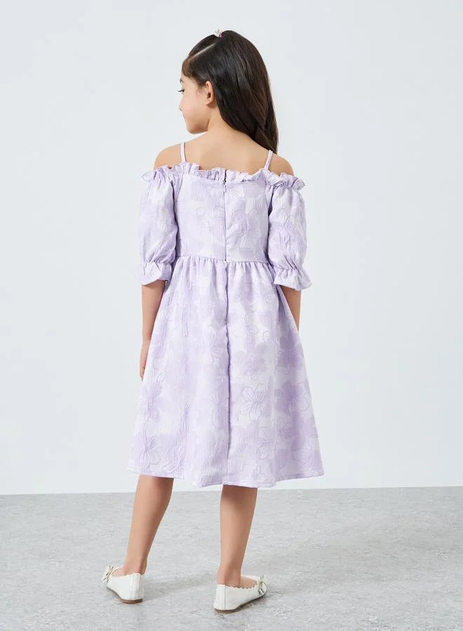 Robe trapèze fleurie lilas pour fille