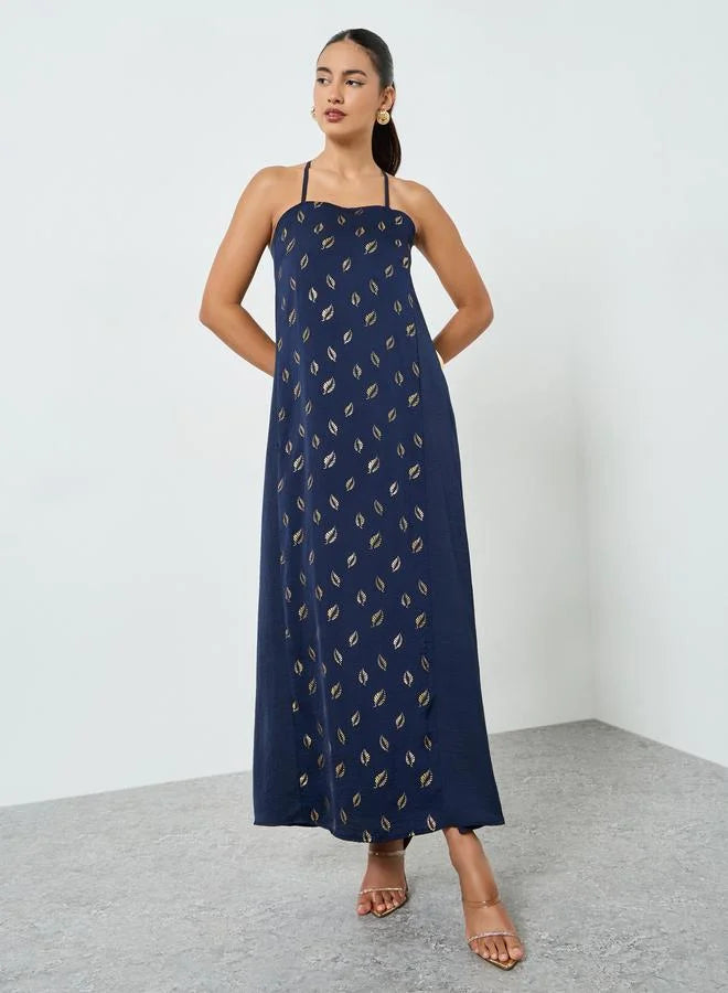 Navy Blue Embellished Abaya and Dress Set