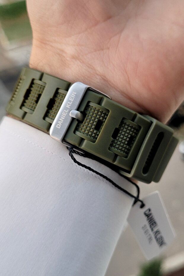 Montre homme Daniel Klein couleur kaki, analogique-numérique, avec emballage cadeau