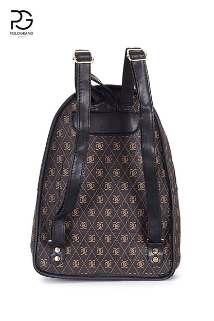 Sac à dos et bandoulière élégant POLOGRAND London  Original pour femme, modèle luxe confort multi-œillets, bandoulière ajustable, 3 compartiments.