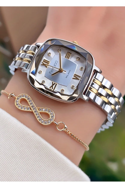 Montre femme Ferrucci , bracelet en acier doré