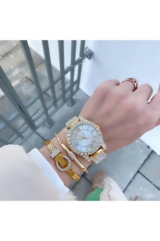 Montre-bracelet analogique classique en acier pour femme ISTLIV avec pierres (bracelet non inclus dans le prix).