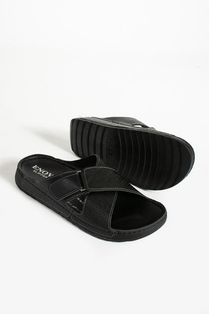 Mocassins Orthopédiques Enova Birrbazaar pour Hommes, Réglables, avec Sangle, Cousus, en Cuir (SUNİ) (INTÉRIEUR EXTÉRIEUR)