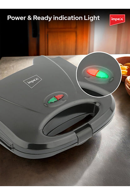 Appareil à sandwichs İMPEX  2 tranches SW 3601 | 750 W | Plaques antiadhésives | Poignée isolante | Voyants lumineux