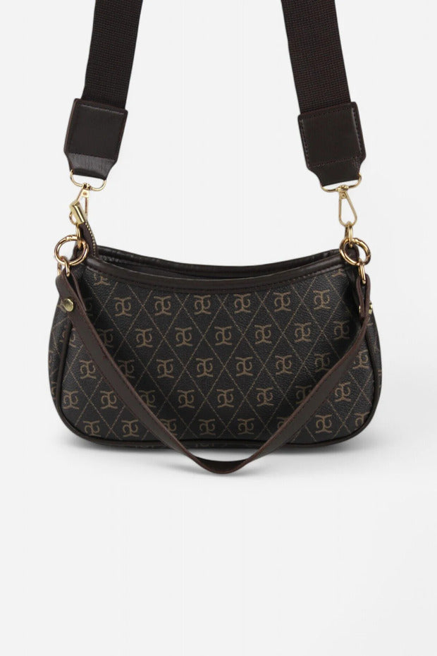 Sac bandoulière marron monogrammé Shift Co Farm