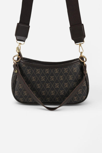 Sac bandoulière marron monogrammé Shift Co Farm